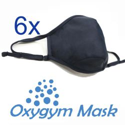 OXYGYM die Fitnessmaske 6 Masken (Standard)SCHWARZ